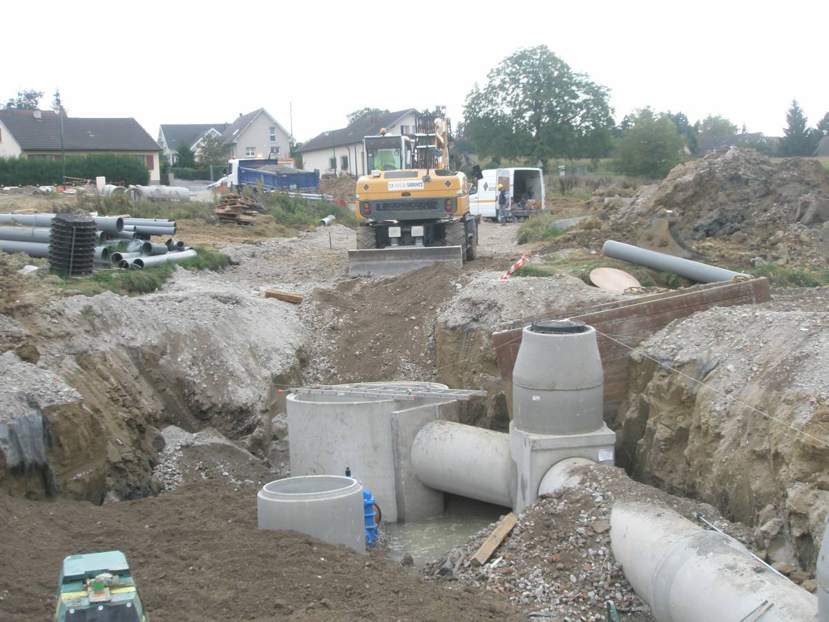 Travaux d’assainissement à Sierentz dans le secteur des trois frontières (68) Riedisheim